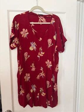 Madewell Dress Womens Extra Large Red Floral Hawaiian Vacay Mini